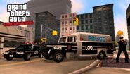 The LCPD as depicted in an official screenshot (note the GTA III police officer model).