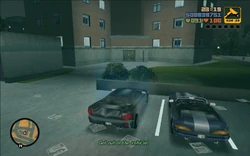 Claude parking the Infernus where he found it.