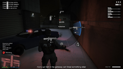 Sticky Bombs, Pistol, Assault Shotgun and Battle Rifle added to the player's inventory. King Tiny is armed with a Pistol.