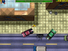 The protagonist finds the contact's brother and his bodyguard in an alley.