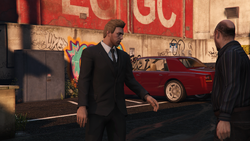 Talking to the GTA Online Protagonist during the mission Rich Men in Richman.
