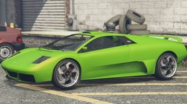 An NPC-modified Infernus outside Los Santos Customs in GTA V.