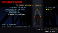 Lou Bricant in the character selection menu