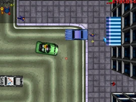 He enters the police station to change out of his uniform.