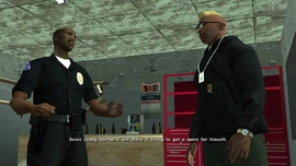 Tenpenny tells CJ that a young journalist is trying to "get a name for himself".