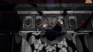 His DJ desk arrangement.