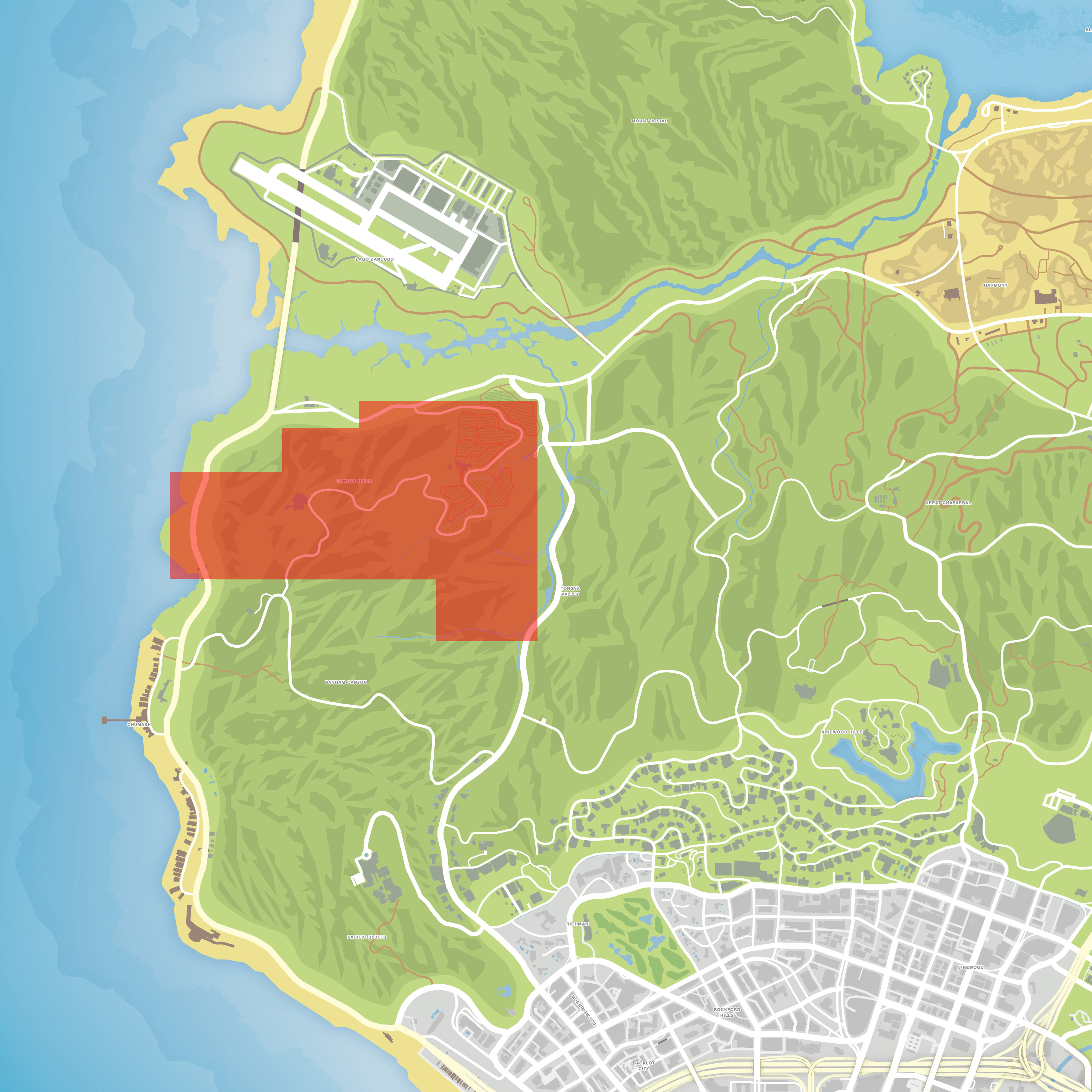 Grand Theft Auto V 5 Los Santos and Blaine County Landkarte Map