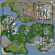 Mobile version map of San Andreas. The map is slightly different than the original version.