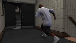 Leaving through the rear exit.