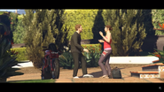 Amanda walks towards Solomun in an attempt to seduce him.