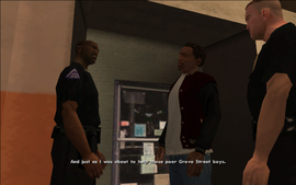 Tenpenny teases Carl by saying that Carl hurt him just before he was going to help out Grove Street Families.