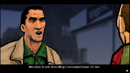 Heston wants Huang to destroy one of Zhou Ming's contraband boats.