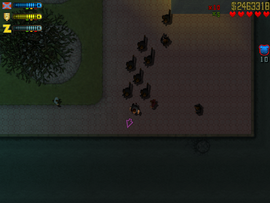 A group of Zaibatsu members joins him.