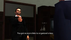 He tells him that there is no more evidence of him being linked to organized crime.