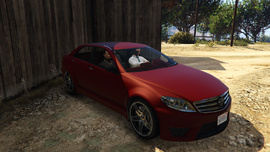 The client's Red Schafter V12 as seen in the The Bank Contract. (Rear quarter view)