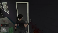 TheDugganRobbery-GTAOe-PlanningWork-VIPPass-SS12.png (1.14 MB) Using the keycard to unlock Peter's office.