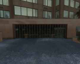 The car park entrance.