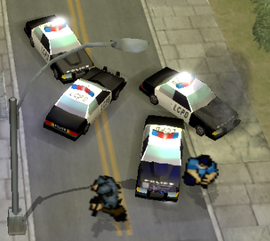 An FIB agent and a LCPD officer in Grand Theft Auto: Chinatown Wars.