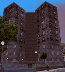 The tower block where Misty resides. (Grand Theft Auto III)