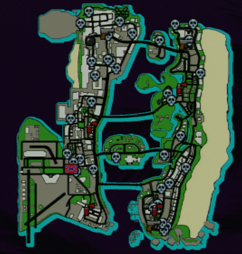 gta vice city map of rampages