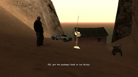 After taking the package, Toreno tells CJ to get it back to Las Brujas.