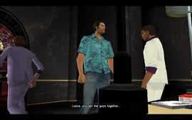 Tommy tells Lance to stay behind and get the Vercetti boys ready for the meeting.