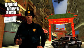 The "COP2" textures briefly reused for the generic cops in Grand Theft Auto: Liberty City Stories (promotional screenshot).