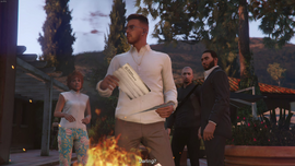 The Madrazo Files being burned in The Cayo Perico Heist finale.