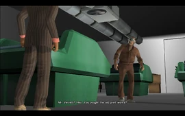 Suddenly, a Print Works employee emerges from the labyrinth of printing machines. He recognizes Tommy and asks if it was him who bought the Print Works.