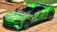 An Imorgon with a Sprunk Racing livery in Grand Theft Auto Online. (Rear quarter view)