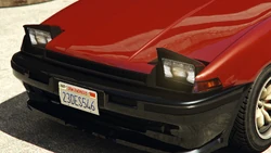 Close up of a Futo GTX with its lights on