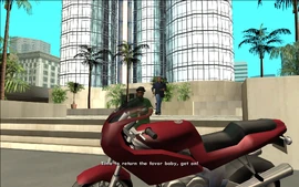 As CJ and Smoke try escaping they come across a BF-400. Smoke tells CJ that they should use it to escape the Russians.