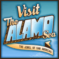 Advertisement for the Alamo Sea featuring the tagline: "The jewel of San Andreas".