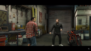 Los Santos Customs mechanic shows Solomun to the ride needed to be delivered.