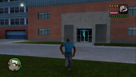 Arriving at the admin building.