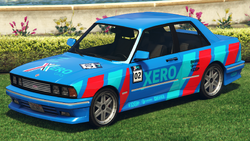 A Sentinel Classic with the Xero to Hero livery in Grand Theft Auto Online. (Rear quarter view)