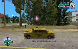 Tommy performing a drive-by on the rival taxi to make the V.I.P come out.