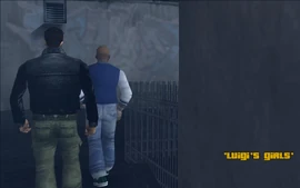 Claude and 8-Ball are heading towards the back entrance of Luigi's Sex Club 7 to meet 8-Ball's friend, Luigi Goterelli
