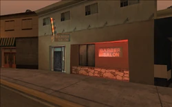 The "Barber Salon" barbershop.