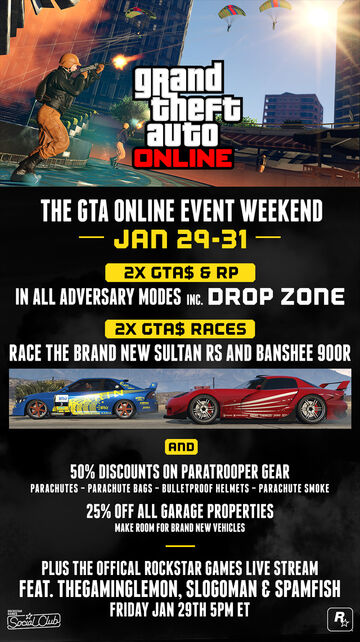 GTA Online Social Club Event Weekend this Fri-Sun Dec 20-22 - Rockstar Games