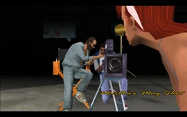 Steve is shooting a scene with Candy in the film studio in Prawn Island.