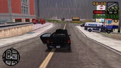 Arriving at the gas station.