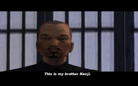 After a few moments, Asuka introduces Claude to her brother and co-leader of the Yakuza, Kenji Kasen.