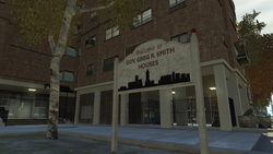 The "Welcome to Governor Greg R. Smith Houses" sign, which is the in-game equivalent to the real "Welcome to Fiorello La Guardia Houses" sign.