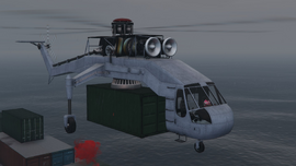 The pilot flying a Skylift during The Cargo Ship Robbery finale.