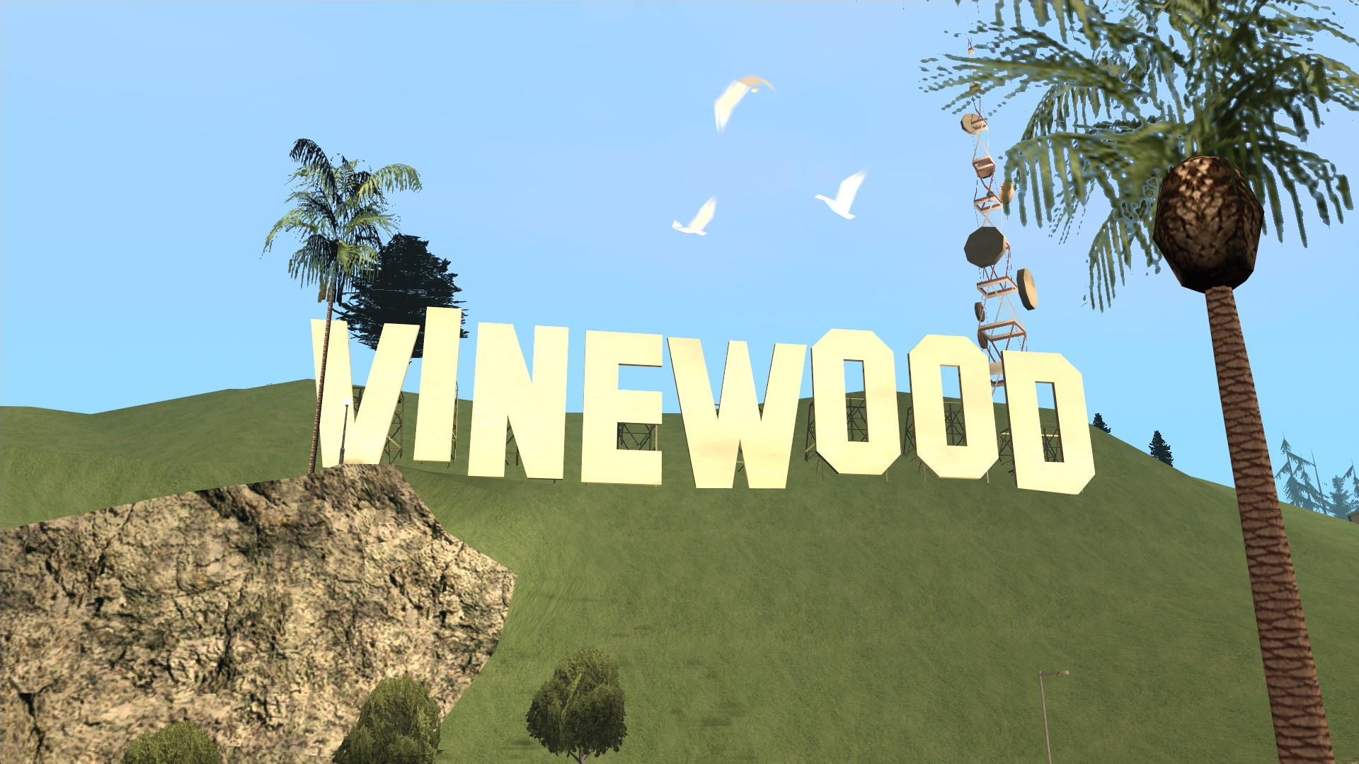 Download Grand Theft Auto V Michael On Vinewood Sign Wallpaper | Wallpapers .com