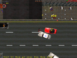 Killing Poundage Fern's goons in a drive-by.