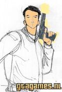 Early design sketch art of Claude Speed, seen in gaming magazines.