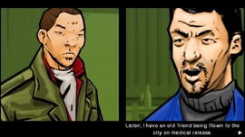 Zhou tell Huang that his friend Uri is coming to Liberty City by plane on medical release.