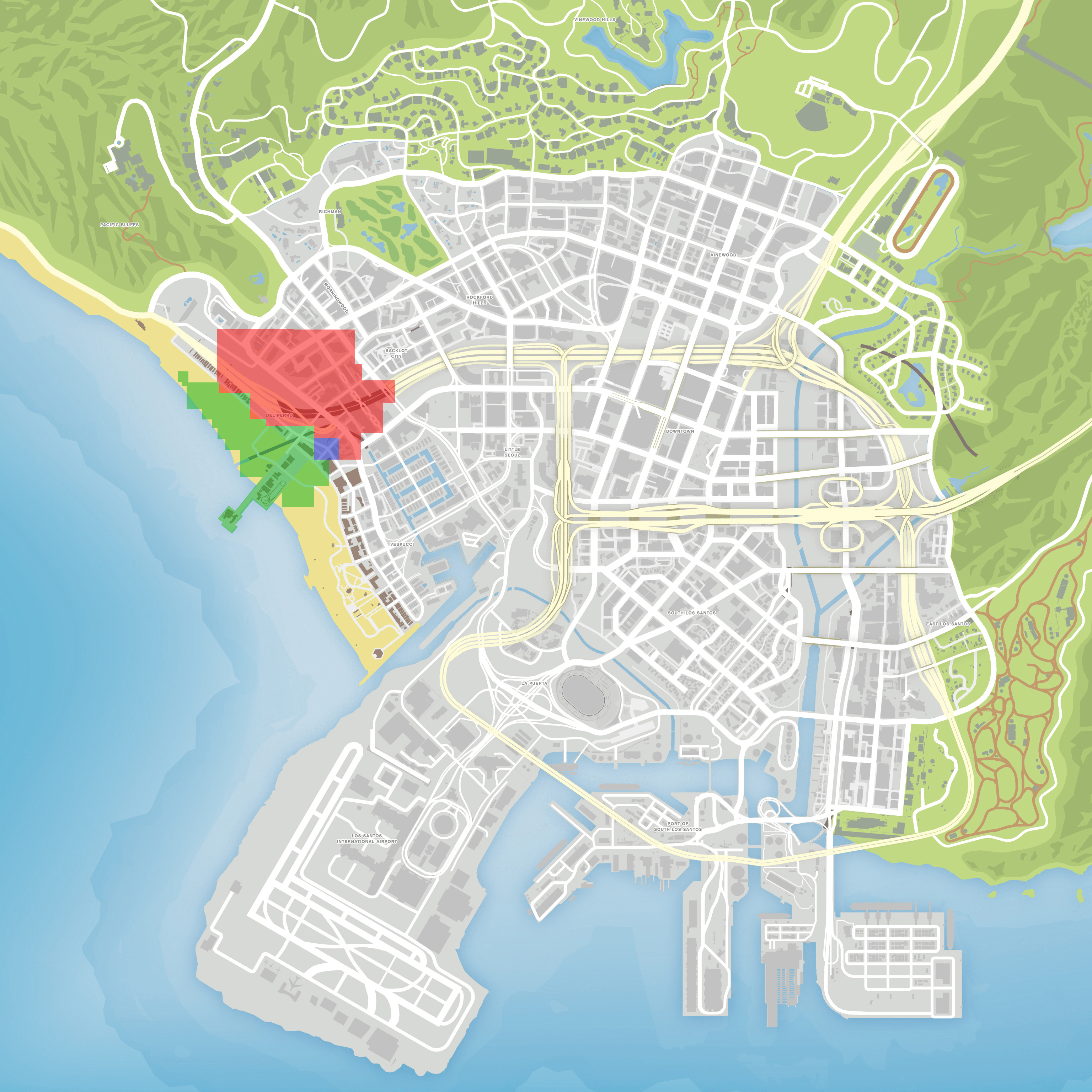 GTA V Map: Bean Machine Coffee - Del Perro Plaza - , The